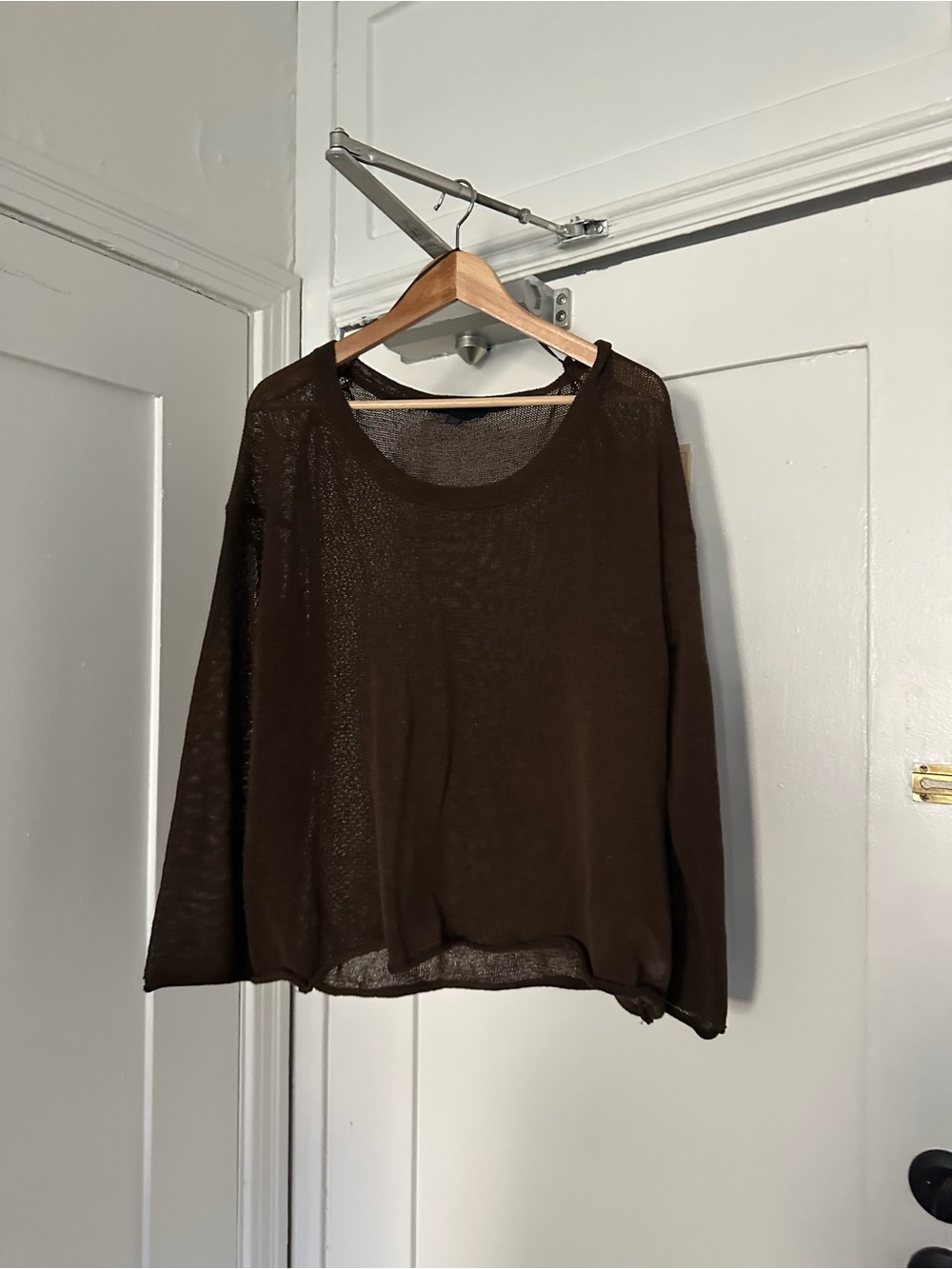 Zara Brown Sheer Knit Top